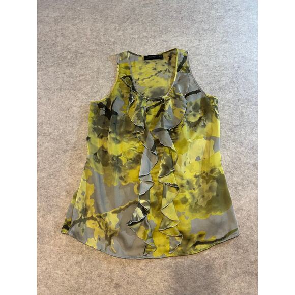 The Limited Tops - The Limited Yellow Gray Ruffled Blouse Tank Top Size Medium